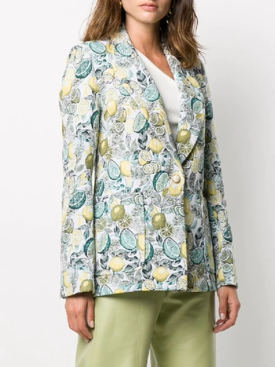 Shop Ava Adore Lemon Print Blazer In Blue