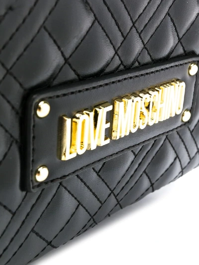 Shop Love Moschino Quilted Logo Patch Backpack In Black