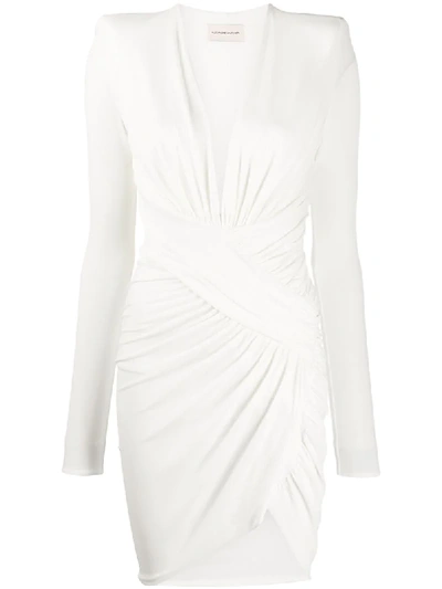 Shop Alexandre Vauthier Draped Asymmetric Hem Dress In White