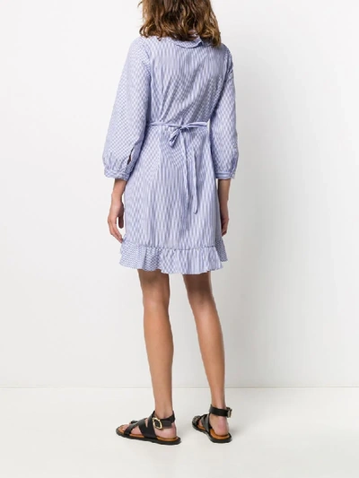Shop Ava Adore Ruffled Trim Wrap Dress In Blue
