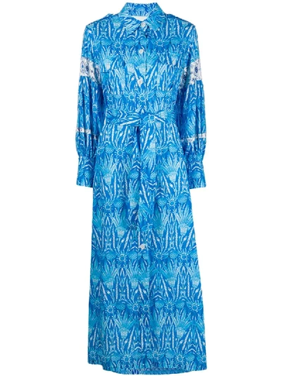 Shop Ava Adore Floral Print Shirt Dress In Blue