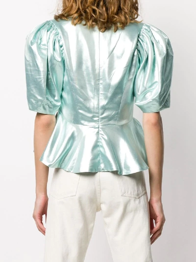 Rotate Birger Christensen Mindy Peplum Top In Blue