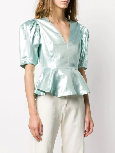 Rotate Birger Christensen Mindy Peplum Top In Blue