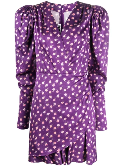Shop Rotate Birger Christensen Aiken Pansy Print Dress In Purple