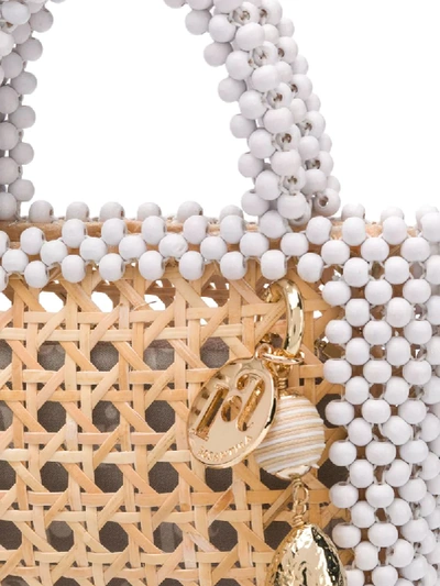 Shop Rosantica Beaded Tote Bag In Neutrals