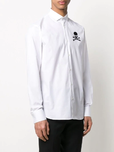 Shop Philipp Plein Skull-embroidered Shirt In White