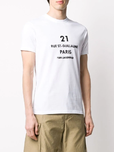 Shop Karl Lagerfeld Address Logo T-shirt In White
