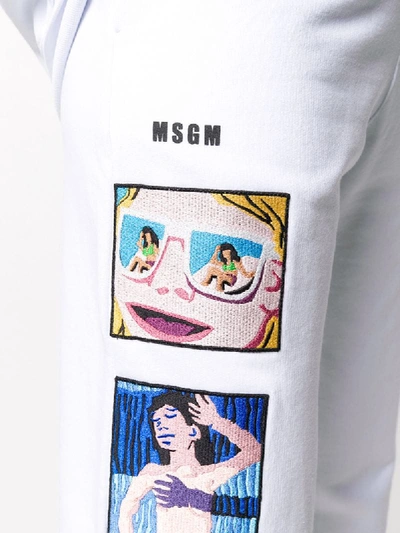 Msgm Side Patch Drawstring Track Pants In White