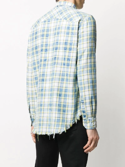 Shop Family First Checked Washed-effect Cotton Shirt In Blue