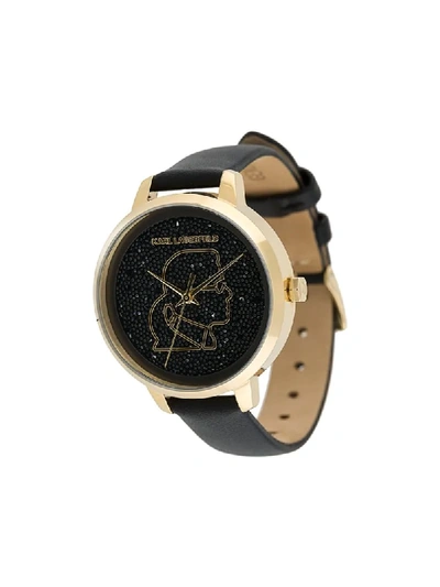 Shop Karl Lagerfeld Kameo Karl Face Watch In Black