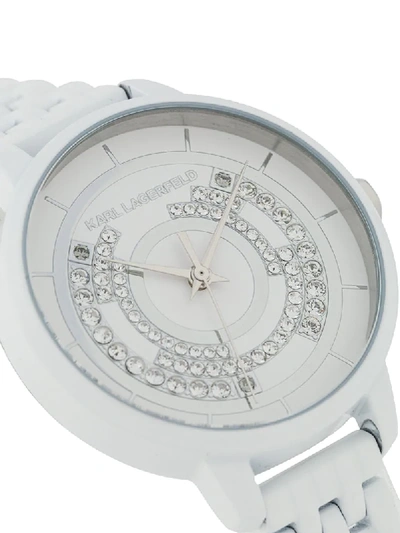 Shop Karl Lagerfeld Embellished Face Watch In White