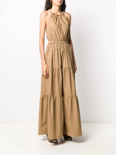 Shop Erika Cavallini Tiered Maxi Dress In Neutrals