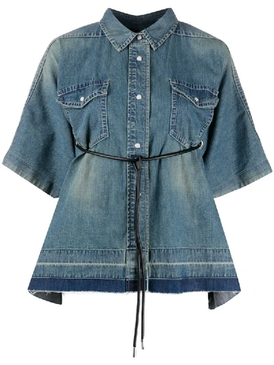 Shop Sacai Oversized Denim Shirt In Blue