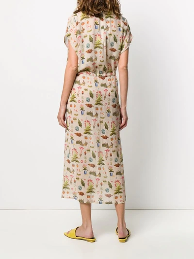 Shop Anntian All-over Print Silk Dress In Neutrals