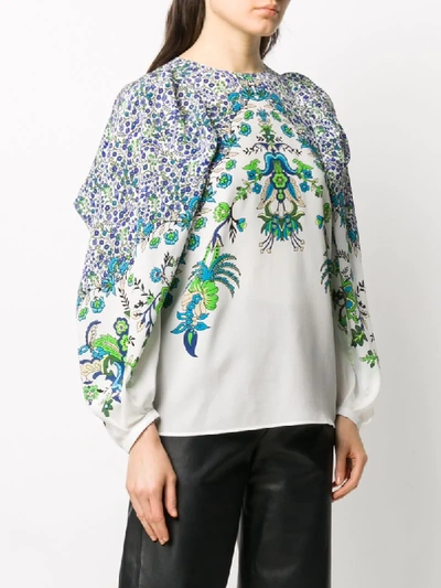 Shop Givenchy Floral Print Puff Sleeve Blouse In White