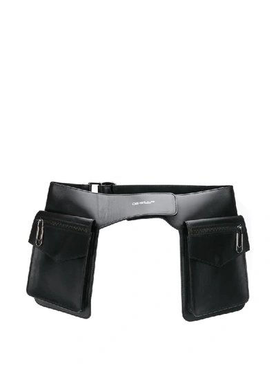 Shop Off-white Double-pocket Leather Belt Bag In Black