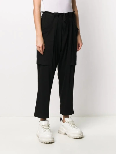 Shop Yohji Yamamoto Cropped Draped Trousers In Black