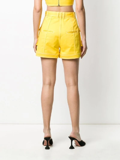 Shop Balmain High-waisted Cargo Shorts In Yellow