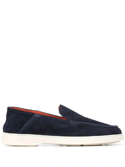 Shop Santoni Flat Slip-on Loafers In Blue