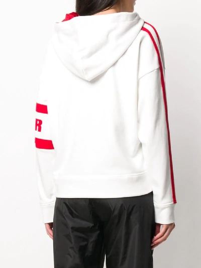 Shop Moncler Logo-stripe Drawstring Hoodie In White