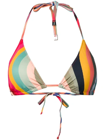 Shop Paul Smith Swirl Print Triangle Bikini Top In Yellow