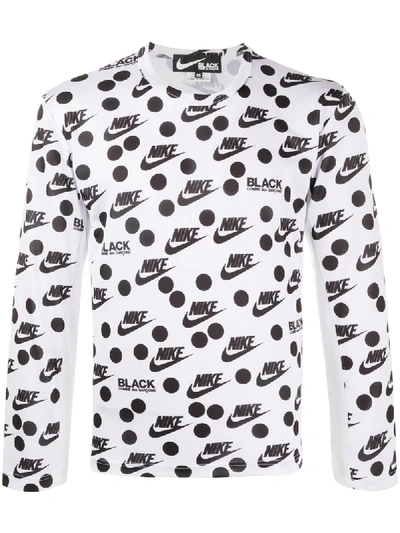 Shop Comme Des Garcons Black X Nike Print Long Sleeve Top In White