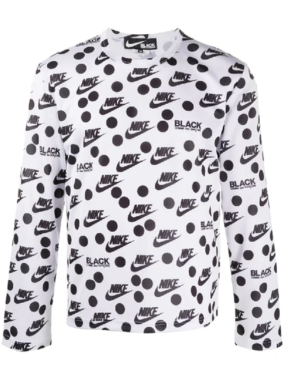 Shop Comme Des Garcons Black X Nike Print Long-sleeved Top In White