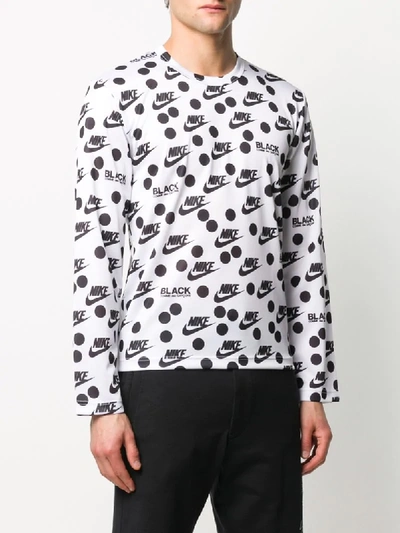 Shop Comme Des Garcons Black X Nike Print Long-sleeved Top In White