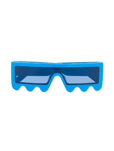 Shop Stella Mccartney Jagged Square Frame Sunglasses In Blue