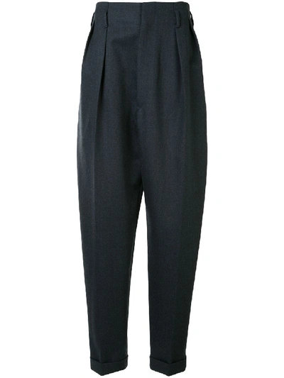 Shop Maison Margiela Loose-fit Tapered Trousers In Blue