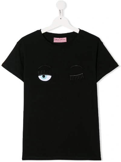 Shop Chiara Ferragni Teen Flirting T-shirt In Black