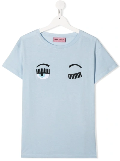 Shop Chiara Ferragni Teen Flirting T-shirt In Blue