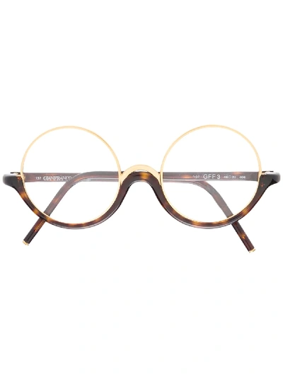Pre-owned Gianfranco Ferre 1990s Round Frame Glasses In Black