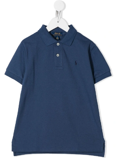 Shop Ralph Lauren Embroidered Logo Polo Shirt In Blue