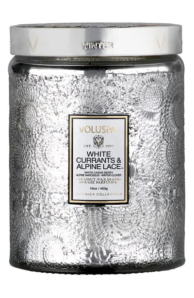 Shop Voluspa Japonica Large Glass Jar Candle In White Cassis/alpine Lace