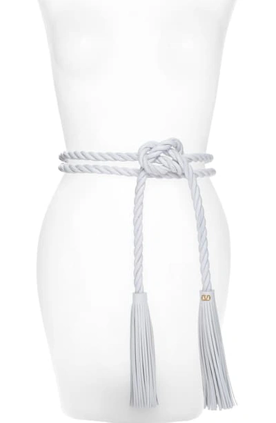 Shop Valentino The Rope Braided Leather Belt In Bianco Ottico