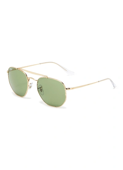 Shop Ray Ban Aviator Metal Frame Vintage Sunglasses In Metallic