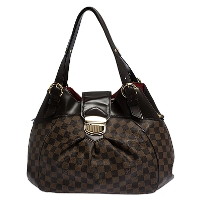 Pre-owned Louis Vuitton Damier Ebene Canvas Sistina Gm Bag In Brown