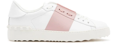 Shop Valentino Leather Trainers In Bianco Water Rose Bianco