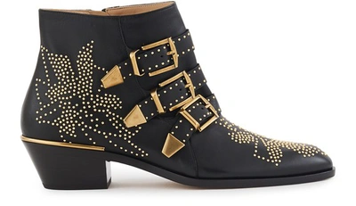 Shop Chloé Susanna Ankle Boots In Black Gold