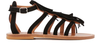 Shop Kjacques Frégate Sandals With Fringes In Noir