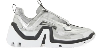 Shop Pierre Hardy Vibe Trainers In Mirror Fabric-denim-calf Silver