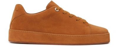 Shop Loro Piana Leather Trainers In Amber