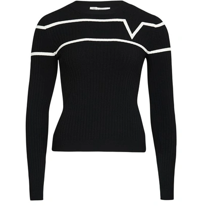 Shop Valentino Striped Jumper In Nero/avorio