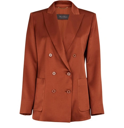 Shop Max Mara Arlem Silk Blazer In Copper