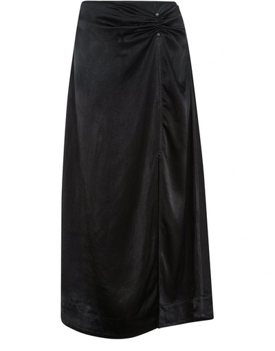 Shop Ganni Heavy Satin Skirt In Black