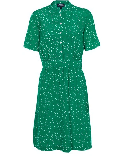 Shop Apc Camille Dress In Green