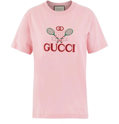 Shop Gucci Gg Tennis T-shirt In Sugar Pink