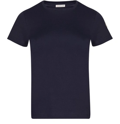 Shop Moncler Cotton T-shirt In Navy Blue