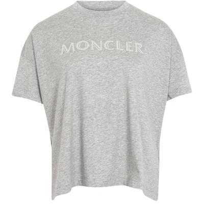 Shop Moncler Logo Cotton T-shirt In Grey